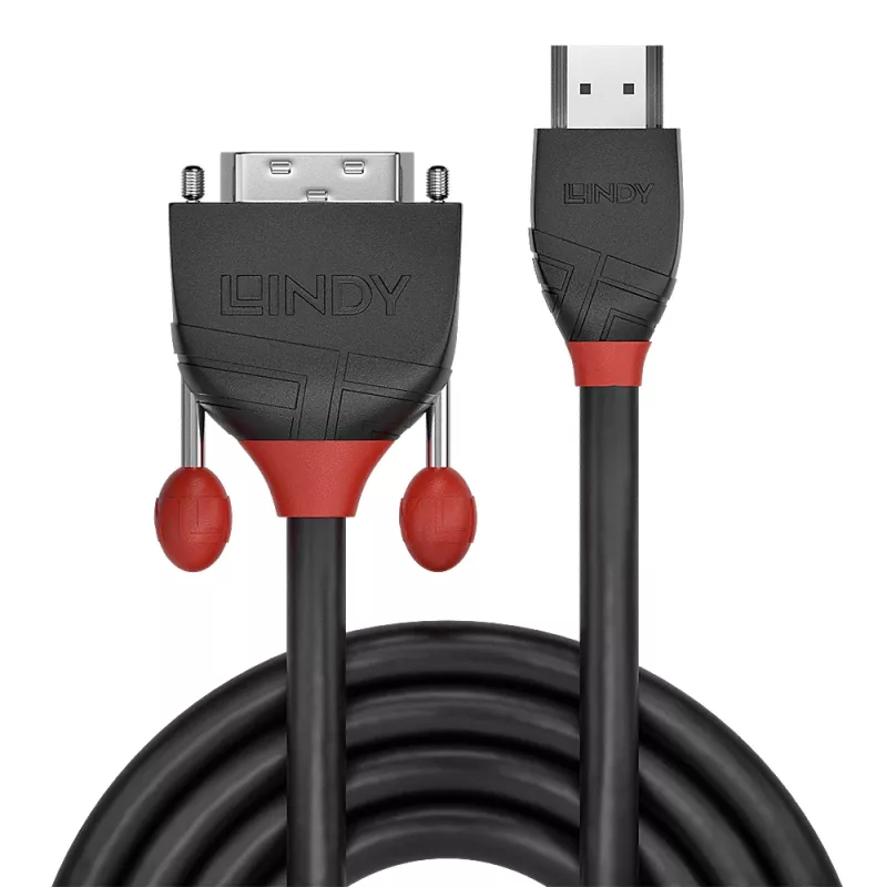 Lindy 3m HDMI-DVI-kaabel, Must Line