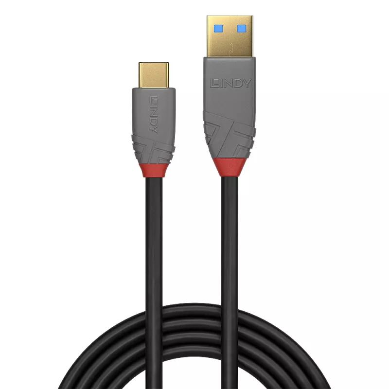 Lindy 1,5 m USB 3.2 tüüp A–C kaabel, 10 Gbps, 5 A, PD, Anthra Line