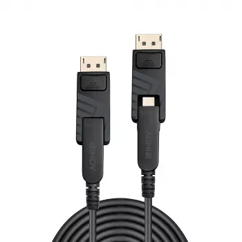 Lindy 20 m fiiberoptiline hübriid Mini DisplayPort 1.4 kaabel eemaldatavate DP-pistikutega