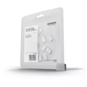 Pordiblokeerija Lindy USB Type C pordiblokeerijad ilma võtmeta, pakis 10 tk, sinine
