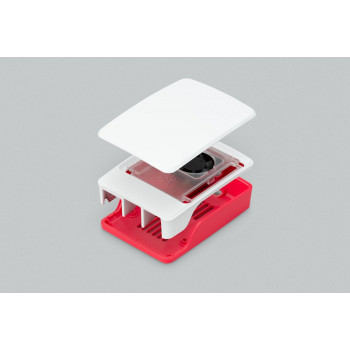 Raspberry Pi 5 korpus, punane/valge, jahutusventilaatoriga (SC1159)