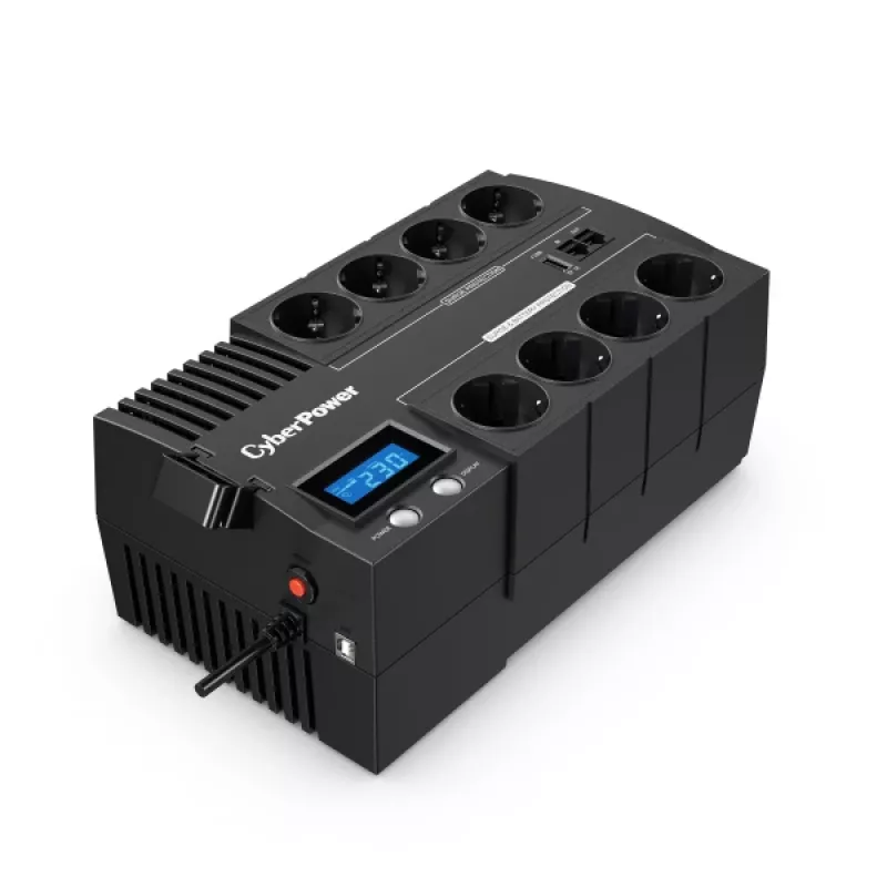 Katkematu toiteallikas CYBERPOWER BR700ELCD, liin-interaktiivne 0,7 kVA (420 W), 8x Type E pistikupesa, LCD, AVR