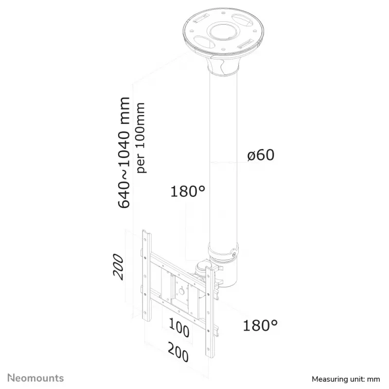 Neomounts FPMA-C200Must monitori/teleri laekinnitus 10-40 tolli - k 64-104 cm