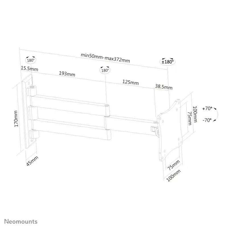 Neomounts FPMA830 monitori/teleri seinale kinnitus 1027 tolli täisliigutusega