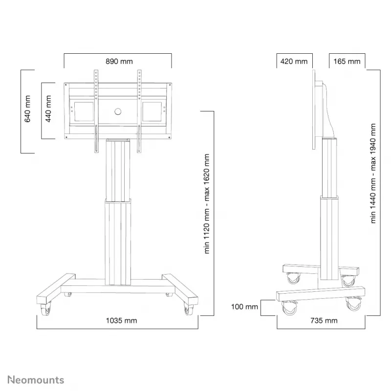 Neomounts PLASMA-M2500SILVER TV-käru 42-100 tolli – mootoriga