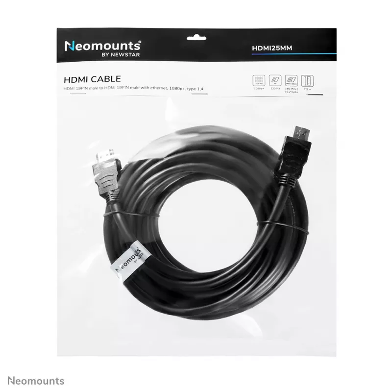 Neomounts HDMI25MM HDMI-kaabel – 7,5 meetrit, 7,5 m, 10,2 Gbit/s, must