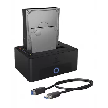 ICY BOX 2-pesaline dokkimis- ja kloonimisjaam 2,5-tollistele või 3,5-tollistele SATA-ketastele USB 3.0 hostiga