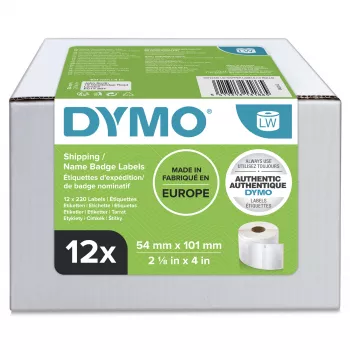 DYMO originaalsed LabelWriter suured saateetikettid / nimesildid | 54 mm x 101 mm | 12 rulli, igal 220 (2640 lihtsalt eemaldatavat silti) | isekleepuv | LabelWriter etiketiprinteritele