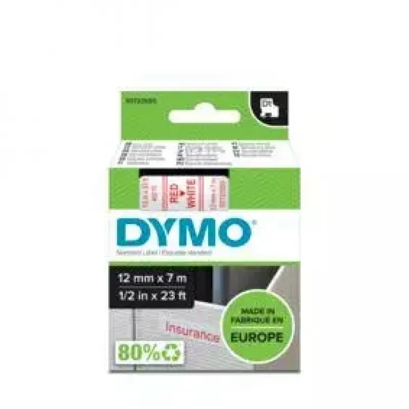 DYMO autentsed D1 sildid | punane trükk valgel lindil | 12 mm x 7 m | isekleepuvad sildid LabelManager märgistajatele | valmistatud Euroopas