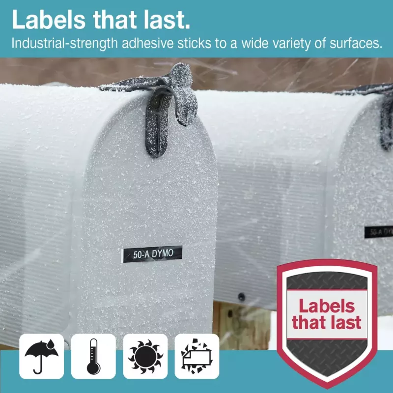 DYMO Authentic D1 Durable Labels | Valge Print on Must Tape | 12 mm x 3 m | Labelling Tape for LabelManager Label Makers