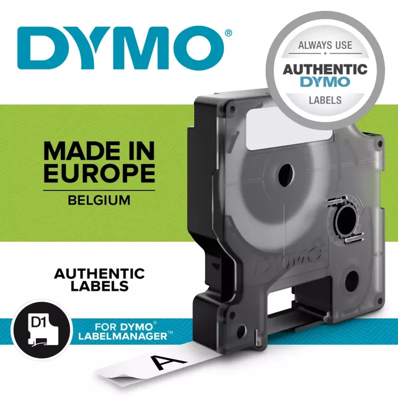 DYMO Autentsed D1 sildid | 9 mm x 7 m rull | Must trükk valgel pinnal | Isekleepuvad sildid LabelManageri sildiprinteritele | 10 tk