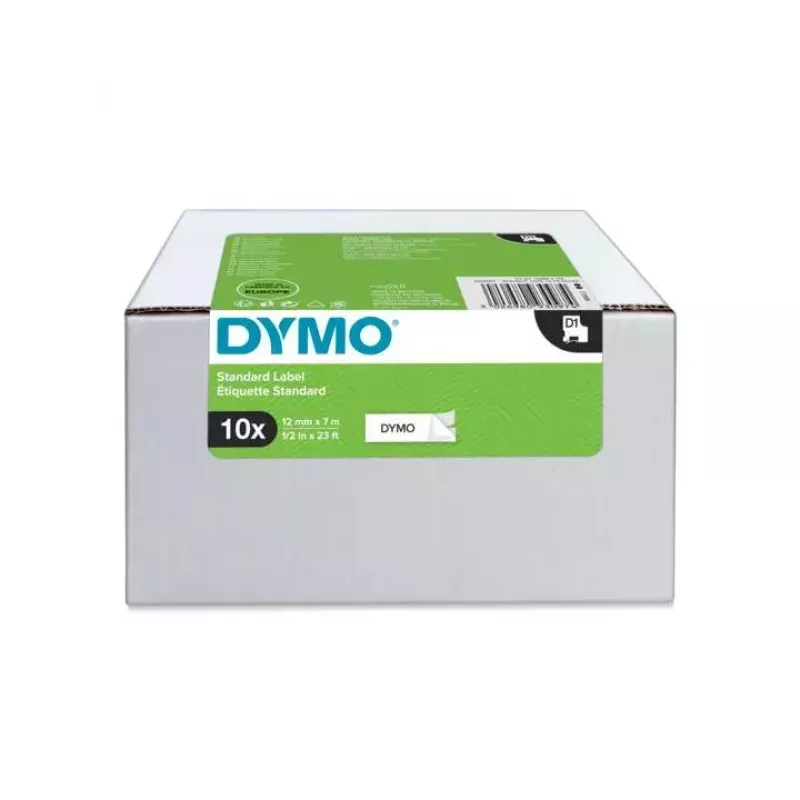 DYMO Authentic D1 sildid | Must trükk valgele | 12mm x 7m | Isekleepuvad sildid LabelManageri printeritele | 10 tk