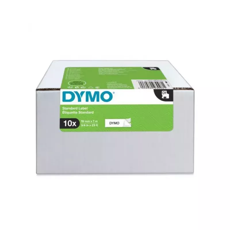 DYMO Autentsed D1 Sildid | Must trükk valgel | 19mm x 7m | Isekleepuvad sildid LabelManager siltprinteritele | 10 tk