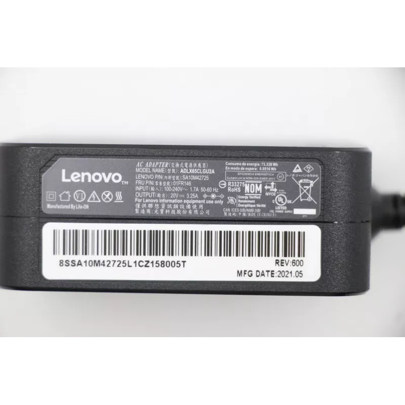 Lenovo 01FR146 toiteadapter/vaheldi Siseruumides 65 W Must