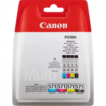 Canon CLI-571 BK/C/M/Y tindikasseti mitmikpakend, must, tsüaan, magenta, kollane, 4 tk, 349 lehekülge, mitmikpakend
