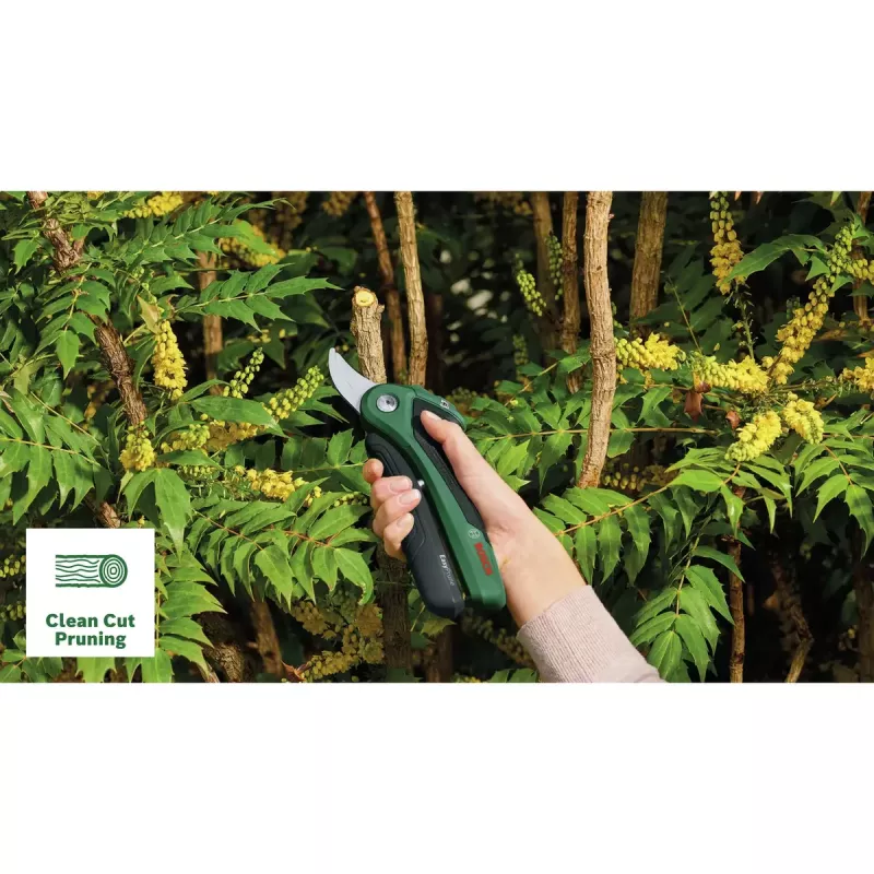 Bosch EasyPrune möödaviik-oksalõikur, roostevabast terasest tera, 2,5 cm lõikevõime, laetav 5,4 Wh aku, turvalukk