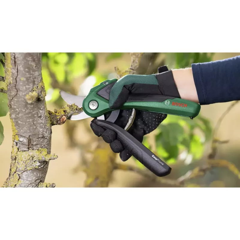 Bosch EasyPrune möödaviik-oksalõikur, roostevabast terasest tera, 2,5 cm lõikevõime, laetav 5,4 Wh aku, turvalukk