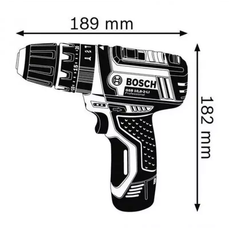 Bosch GSB 10,8-2-LI Professional võtmeta must, sinine, punane