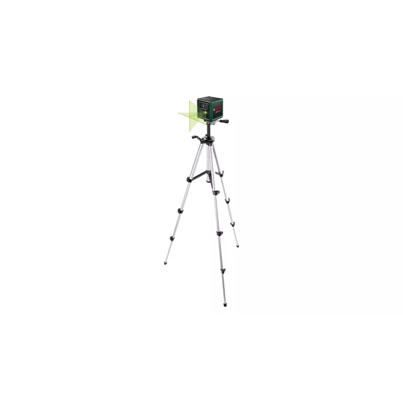 Laserlevel Bosch Quigo roheline statiiviga 1,1 m — kompaktne ristjoonlaseri komplekt