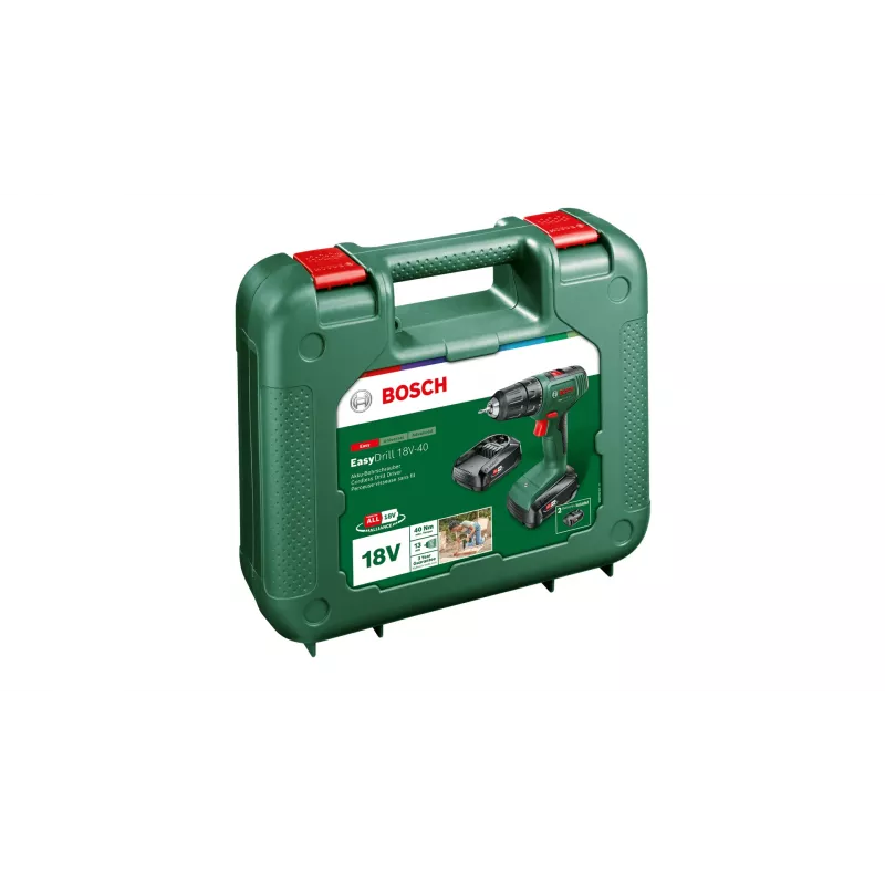Bosch Easy Drill 18V-40 1630 RPM Keyless 1,3 kg Must, Roheline