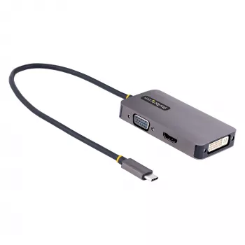 StarTech.com USB-C video adapter, USB-C HDMI-, DVI-, VGA-adapter, kuni 4K 60 Hz, alumiinium, mitmepordiline videokuvari adapter, Thunderbolt 3/4-ga ühilduv, USB USB-C reisiadapter