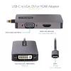 StarTech.com USB-C video adapter, USB-C HDMI-, DVI-, VGA-adapter, kuni 4K 60 Hz, alumiinium, mitmepordiline videokuvari adapter, Thunderbolt 3/4-ga ühilduv, USB USB-C reisiadapter