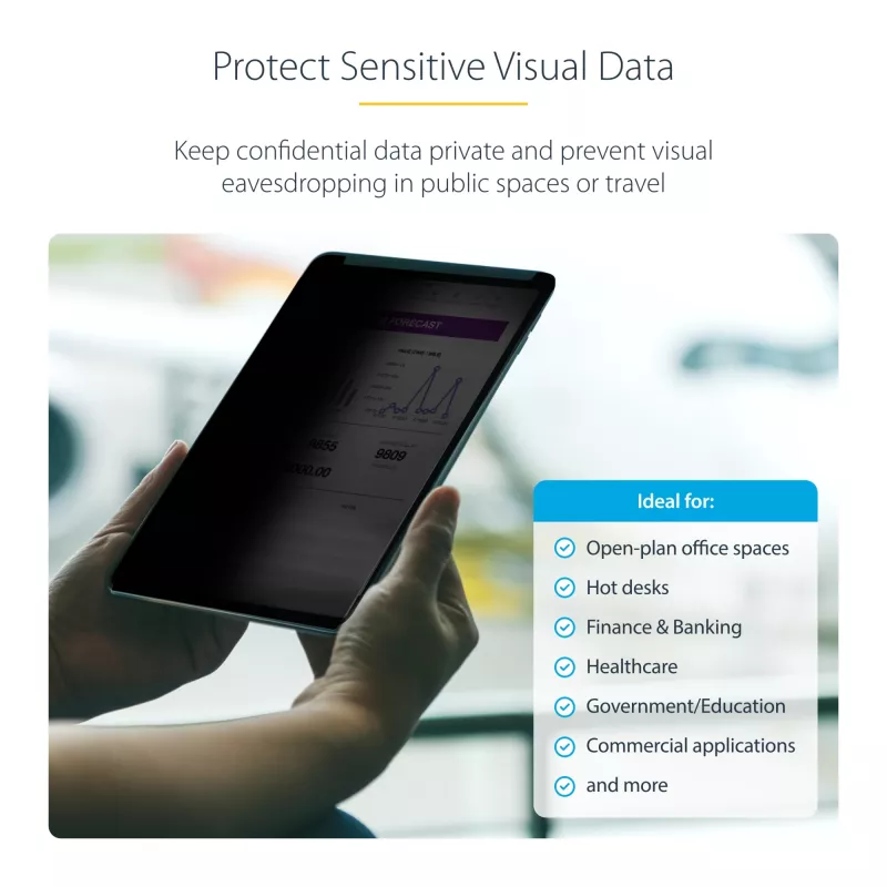StarTech.com 4-suunaline privaatsusfilter 11-tollisele iPad Pro-le, portree- ja maastikupidis, puutetundlik, +/- 30° vaateväli, blokeerib kuni 51% sinist valgust, peegeldusvastane