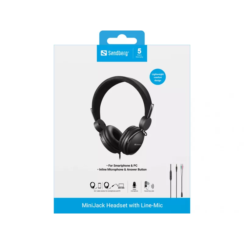 Headset Sandberg MiniJack Peakomplekt koos liinimikrofoniga