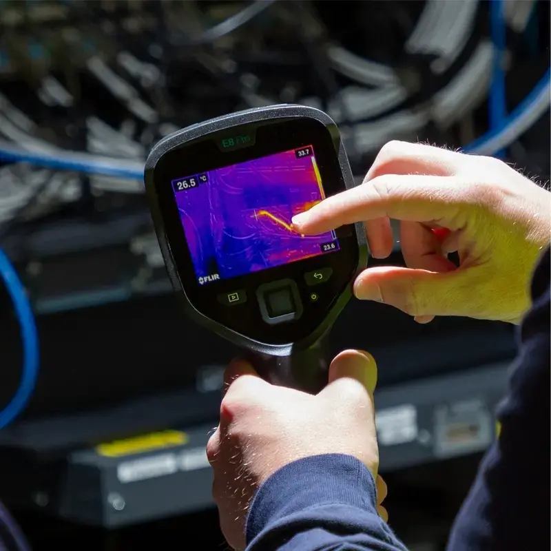 Termokaamera Flir Systems E8-PRO — 320×240 px, NETD 40 mK, IFOV 1,8 mRad, 3,5-tolline ekraan, metallkorpus, must
