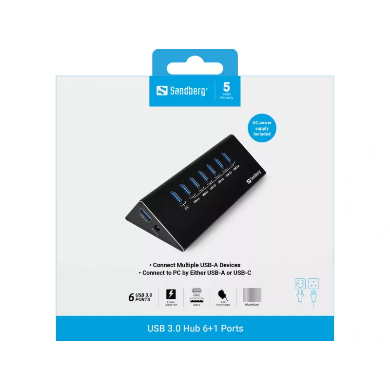 Sandberg USB 3.0 jaotur 6+1 porti
