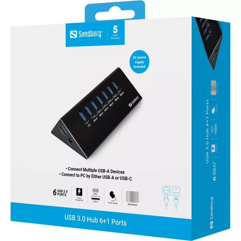 Sandberg USB 3.0 jaotur 6+1 porti