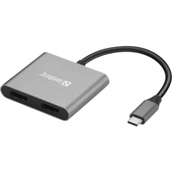 Sandberg USB-C dokk 2xHDMI+USB+PD maksimaalne eraldusvõime 3840x2160