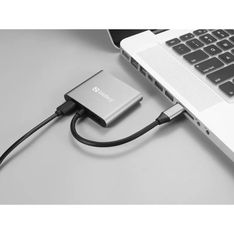 Sandberg USB-C dokk 2xHDMI+USB+PD maksimaalne eraldusvõime 3840x2160