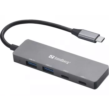 Sandberg USB-C kuni 2xUSB-A + 2xUSB-C jaotur Hall Alumiinium