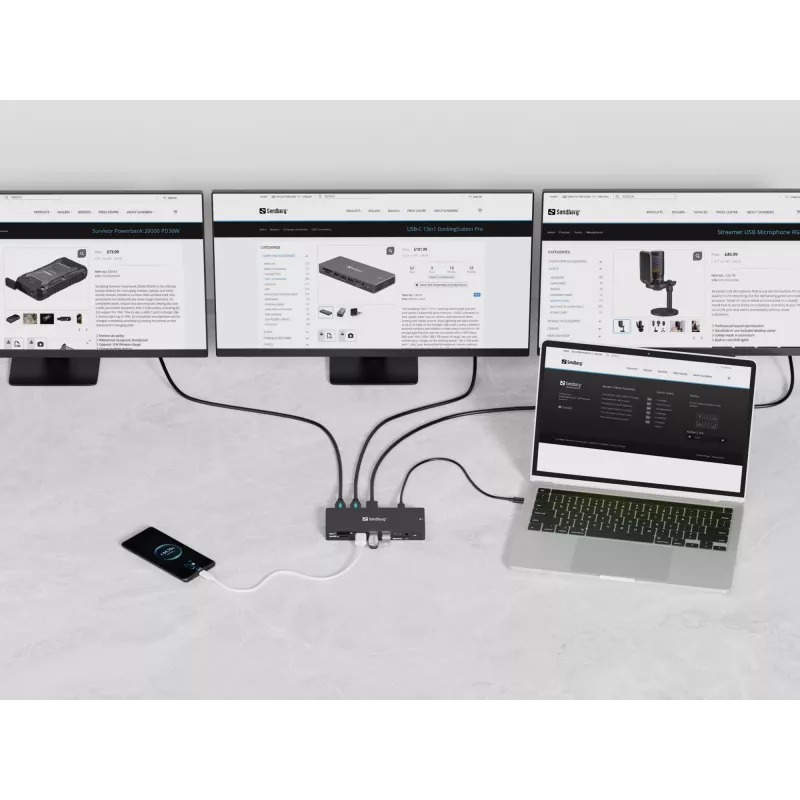 Sandberg USB-C 13in1 DockingStation Pro Wired USB 3.2 Gen 1 USB-C