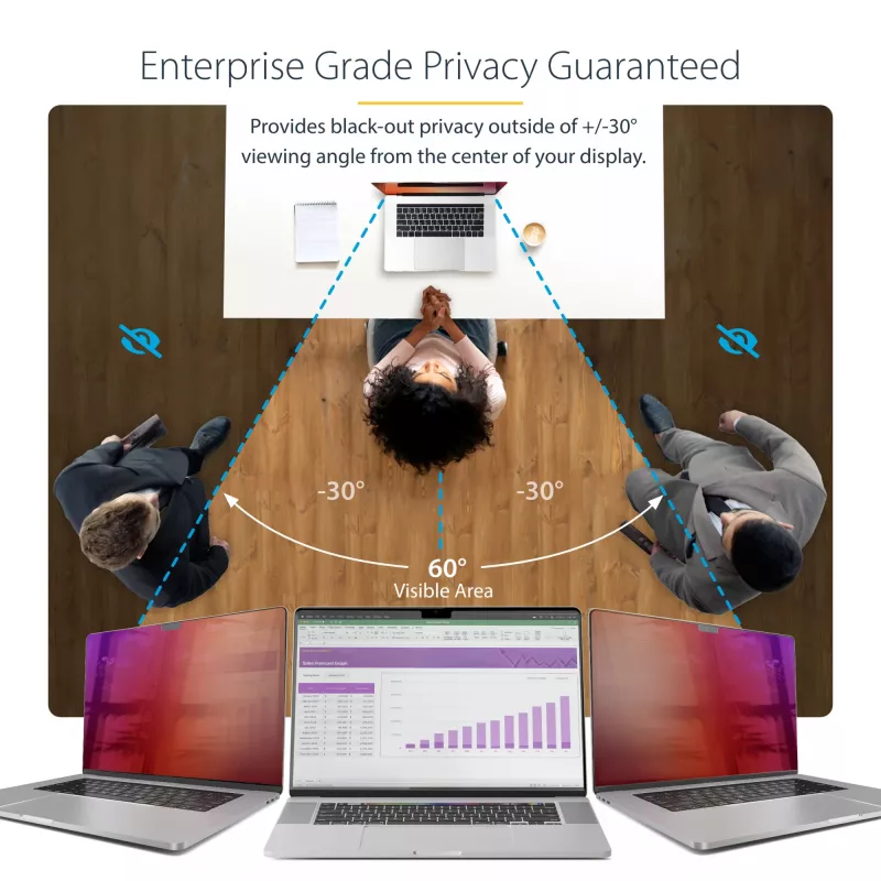 StarTech.com 14-tollise MacBook Pro 21/23 privaatsusekraan, kullast filter täiustatud privaatsusega, arvuti turvakilp, kahepoolne ekraanikaitse, +/- 30 kraadi