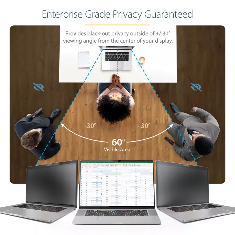 StarTech.com 16-tollise MacBook Pro 21/23 sülearvuti privaatsusekraan, pimestamisvastane privaatsusfilter 51% sinise valguse vähendamisega, monitori ekraanikaitse +/- 30° vaatenurgaga, pööratav matt/läikiv pool