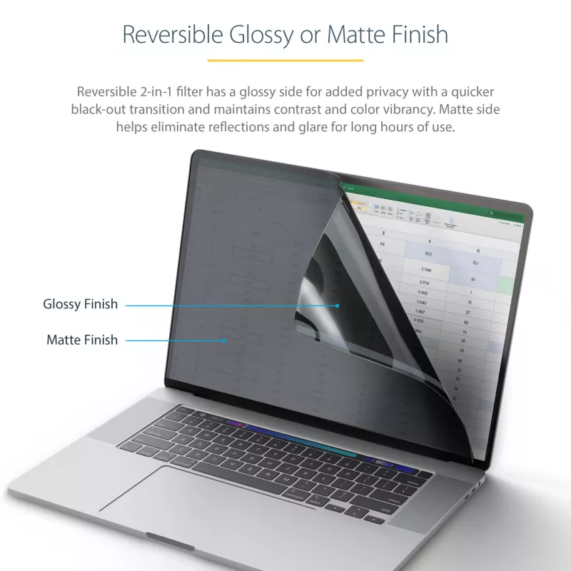 StarTech.com 16-tollise MacBook Pro 21/23 sülearvuti privaatsusekraan, pimestamisvastane privaatsusfilter 51% sinise valguse vähendamisega, monitori ekraanikaitse +/- 30° vaatenurgaga, pööratav matt/läikiv pool