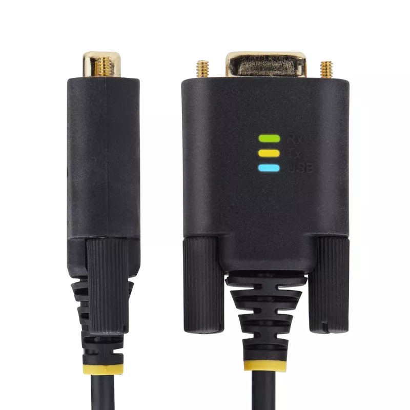 StarTech.com 10ft (3m) USB-nullmodemi jadaadapteri kaabel, vahetatavad DB9 kruvid/mutrid, COM-i säilitamine, USB-A RS232-le, FTDI, 4. taseme ESD-kaitse, Windows/macOS/ChromeOS/Linux – vastupidav TPE-konstruktsioon