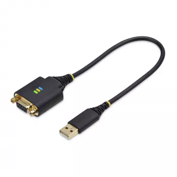 StarTech.com 1ft (30cm) USB nullmodemi jadaadapteri kaabel, COM-säilitus, FTDI, USB-A - DB9 RS232, vahetatavad DB9 mutrid/kruvid, Windows/macOS/Linux