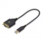 StarTech.com 1ft (30cm) USB nullmodemi jadaadapteri kaabel, COM-säilitus, FTDI, USB-A - DB9 RS232, vahetatavad DB9 mutrid/kruvid, Windows/macOS/Linux