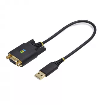 StarTech.com 1ft (30cm) USB nullmodemi jadaadapteri kaabel, COM-säilitus, FTDI, USB-A - DB9 RS232, vahetatavad DB9 mutrid/kruvid, Windows/macOS/Linux
