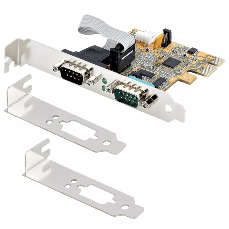 StarTech.com 2-pordiline PCI Express jadakaart, kahe pordiga PCIe RS232-le (DB9) jadakaart, 16C1050 UART, standardsed või madala profiiliga kronsteinid, COM-säilitus, Windowsile ja Linuxile