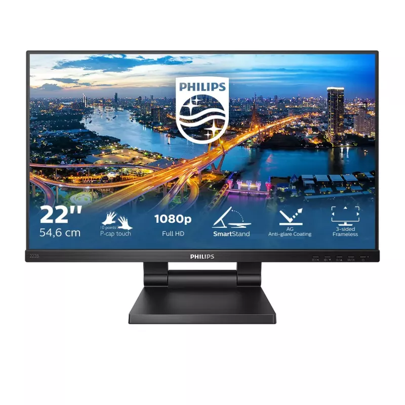 Philips B Line 222B1TC/00 arvutimonitor 54,6 cm (21,5 tolli) 1920 x 1080 pikslit Full HD LED puuteekraan Must