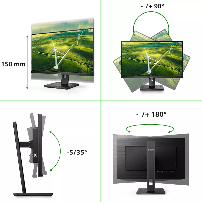 Philips 242B1G/00 arvutimonitor 60,5 cm (23,8 tolli) 1920 x 1080 pikslit Full HD LED must