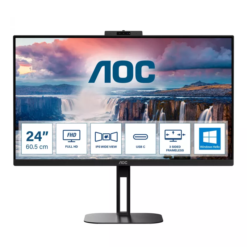 AOC V5 24V5CW/BK arvutimonitor 60,5 cm (23,8 tolli) 1920 x 1080 pikslit Full HD LED must