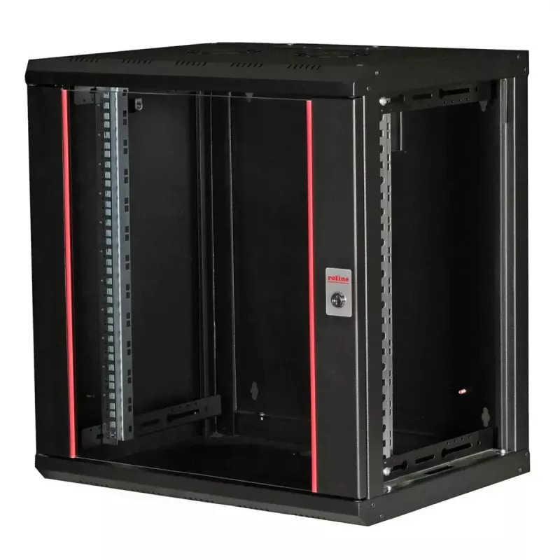Seinale kinnitatav 19-tolline riiul ROLINE Pro 12U, 600x450 mm, must, võtmelukk, IP20