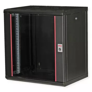 Seinale kinnitatav 19-tolline riiul ROLINE Pro 12U, 600x450 mm, must, võtmelukk, IP20
