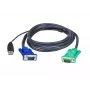 ATEN USB KVM-kaabel 3m, 3 m, VGA, must, HD-15, USB A, SPHD-15, isane/isane