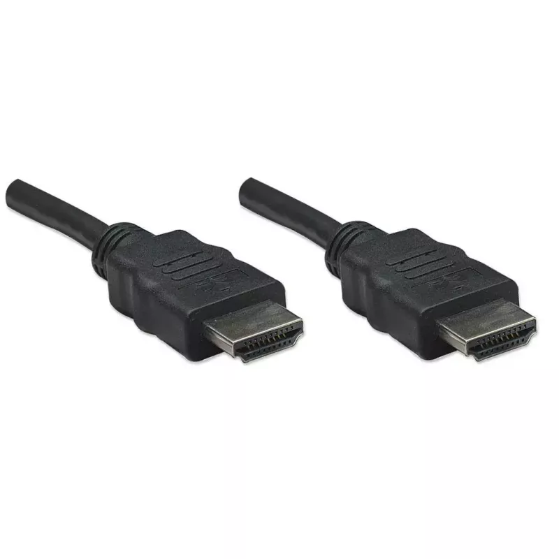 Manhattan HDMI-kaabel, 1080p@60Hz (High Speed), 7,5 m, isane-isanele, must, täielikult varjestatud, kullatud kontaktidega, eluaegne garantii